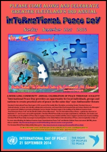 Cleveland International Peace Day Poster Ambassador Renate theory of iceality on environmental arts